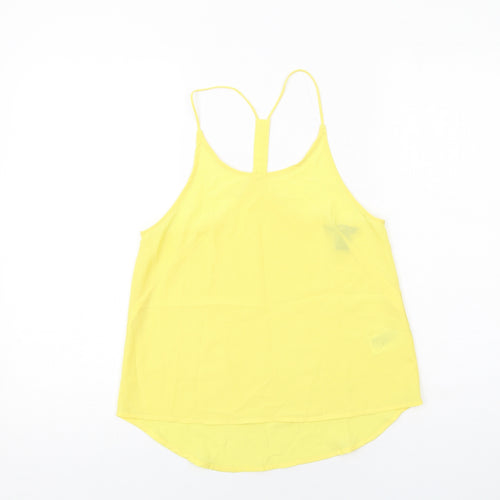 H&M Womens Yellow Polyester Basic Tank Size 6 Round Neck