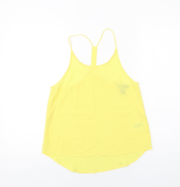 H&M Womens Yellow Polyester Basic Tank Size 6 Round Neck