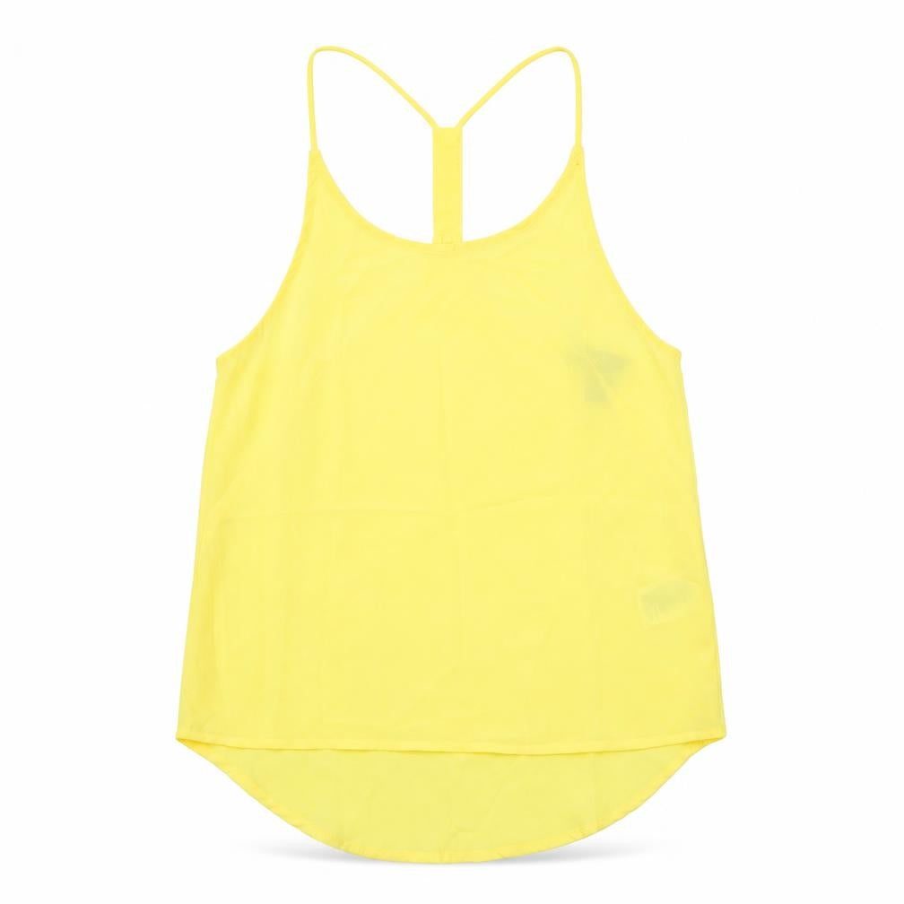 H&M Womens Yellow Polyester Basic Tank Size 6 Round Neck
