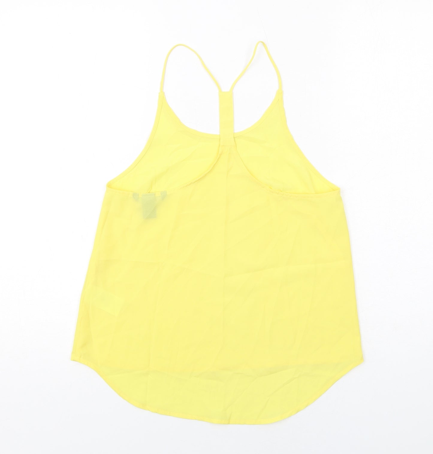 H&M Womens Yellow Polyester Basic Tank Size 6 Round Neck