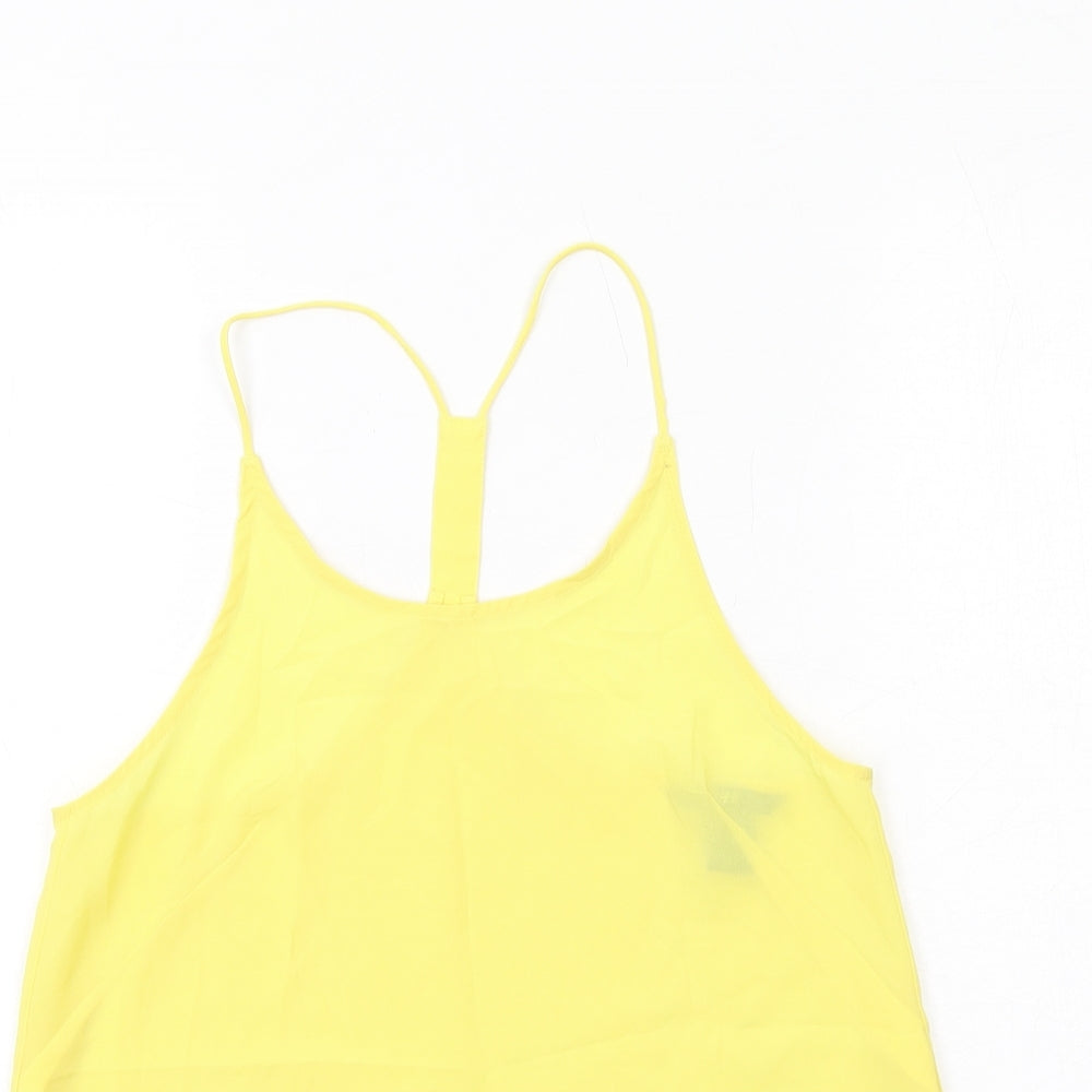 H&M Womens Yellow Polyester Basic Tank Size 6 Round Neck