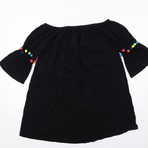 ASOS Womens Black Cotton A-Line Size 10 Boat Neck Pullover