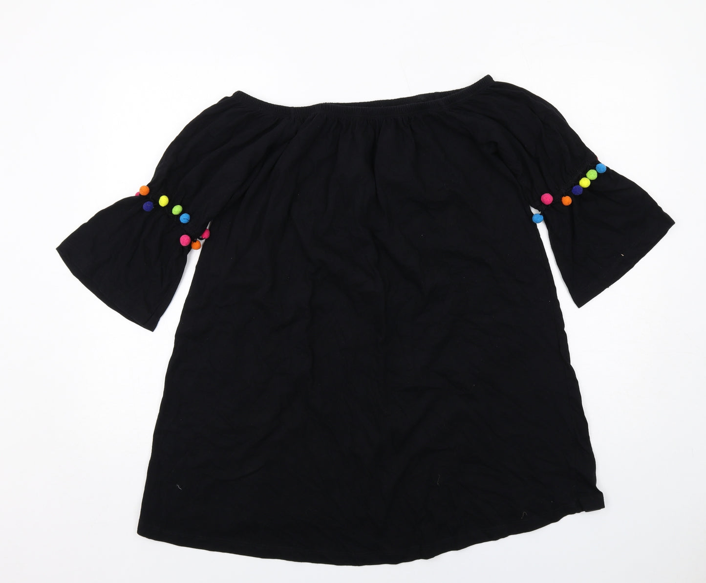ASOS Womens Black Cotton A-Line Size 10 Boat Neck Pullover