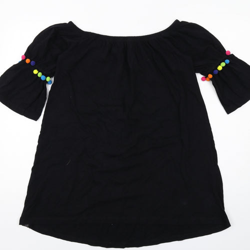 ASOS Womens Black Cotton A-Line Size 10 Boat Neck Pullover