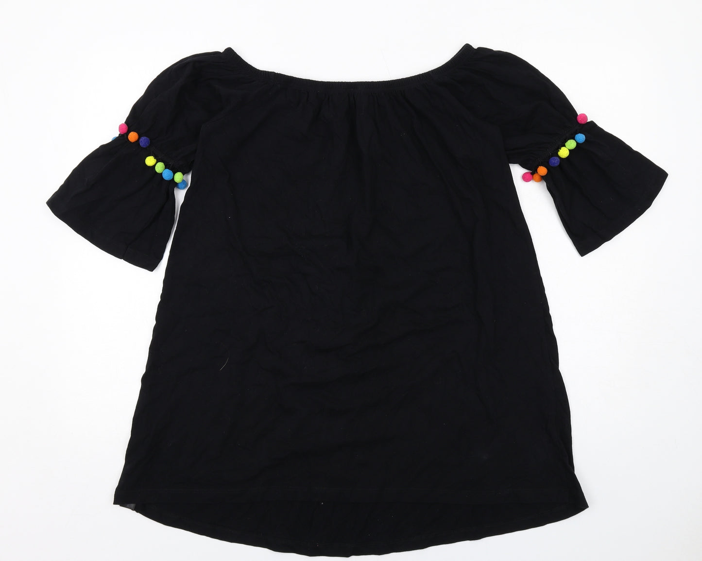 ASOS Womens Black Cotton A-Line Size 10 Boat Neck Pullover