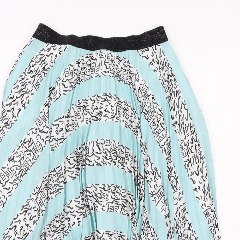 Oliver Bonas Womens Blue Geometric Polyester Swing Skirt Size 8