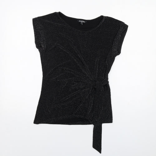 Debenhams Womens Black Nylon Basic Blouse Size 14 Round Neck