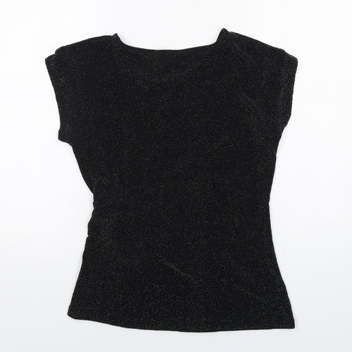 Debenhams Womens Black Nylon Basic Blouse Size 14 Round Neck