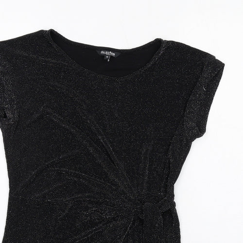 Debenhams Womens Black Nylon Basic Blouse Size 14 Round Neck