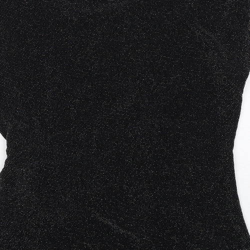 Debenhams Womens Black Nylon Basic Blouse Size 14 Round Neck