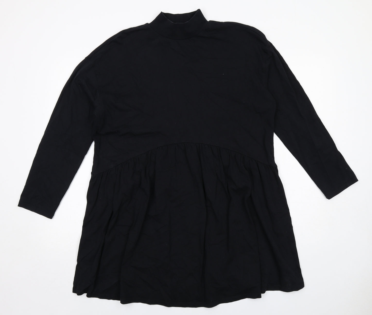ASOS Womens Black Cotton Jumper Dress Size 12 Mock Neck Pullover