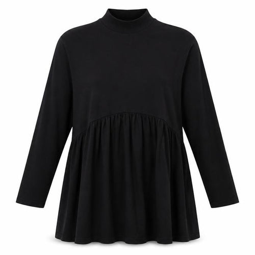 ASOS Womens Black Cotton Jumper Dress Size 12 Mock Neck Pullover