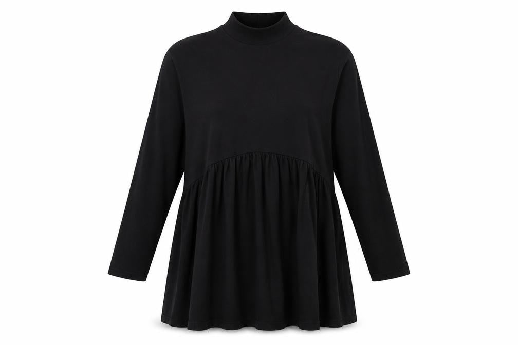 ASOS Womens Black Cotton Jumper Dress Size 12 Mock Neck Pullover
