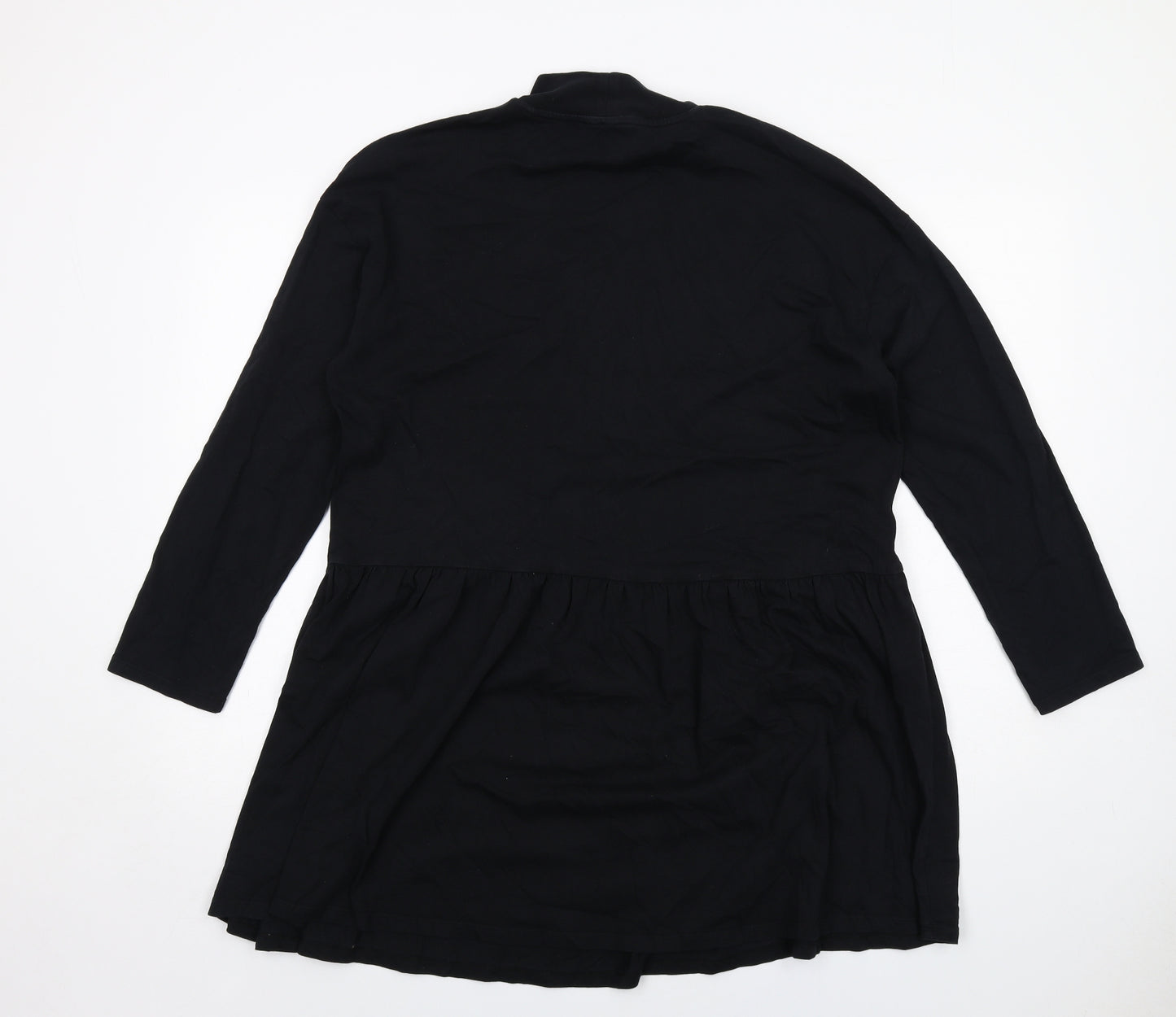 ASOS Womens Black Cotton Jumper Dress Size 12 Mock Neck Pullover