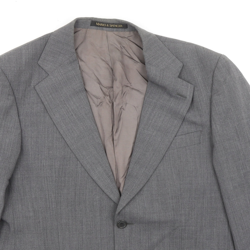 Marks and Spencer Mens Grey Polyester Jacket Suit Jacket Size 40 Regular