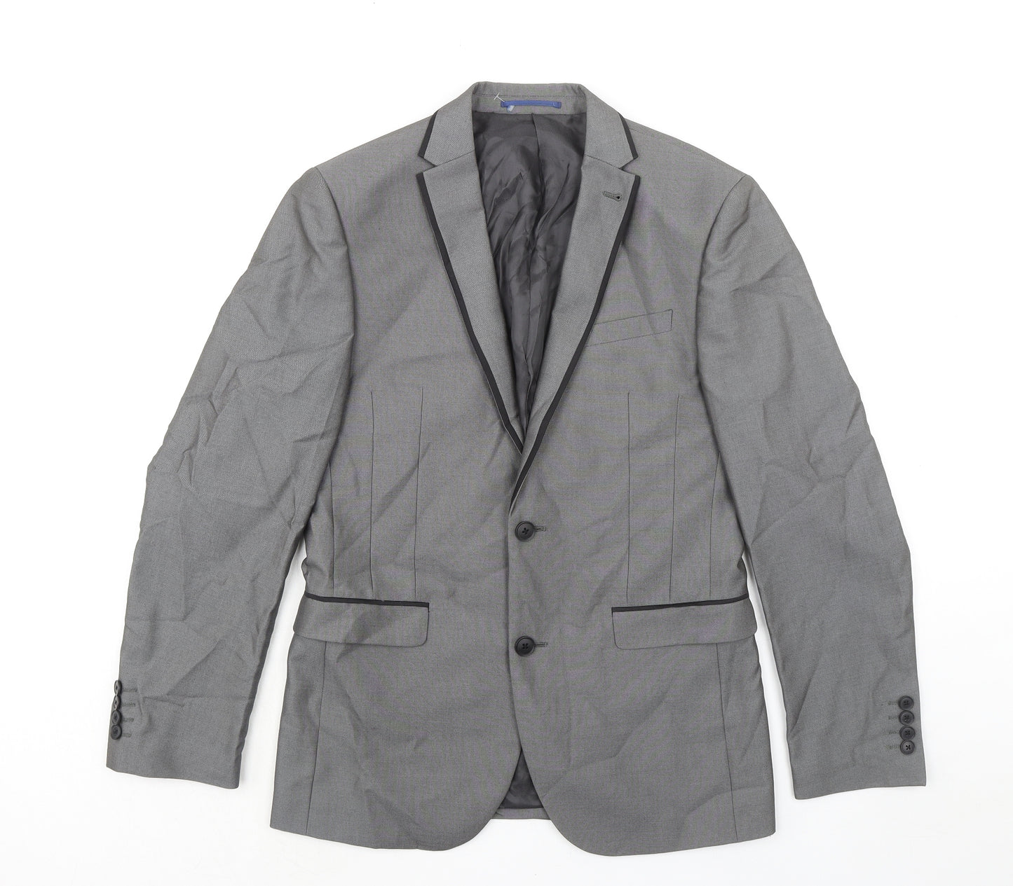 NEXT Mens Grey Polyester Jacket Suit Jacket Size 38 Regular