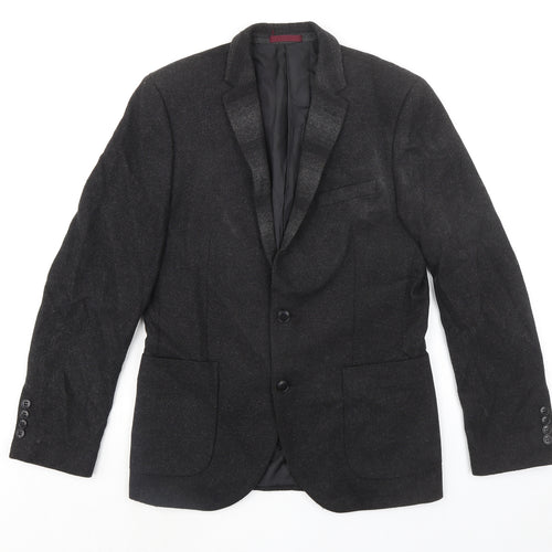 MOSS LONDON Mens Black Polyester Jacket Blazer Size 38 Regular