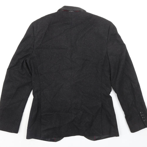 MOSS LONDON Mens Black Polyester Jacket Blazer Size 38 Regular