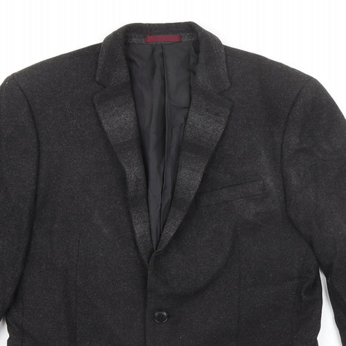 MOSS LONDON Mens Black Polyester Jacket Blazer Size 38 Regular