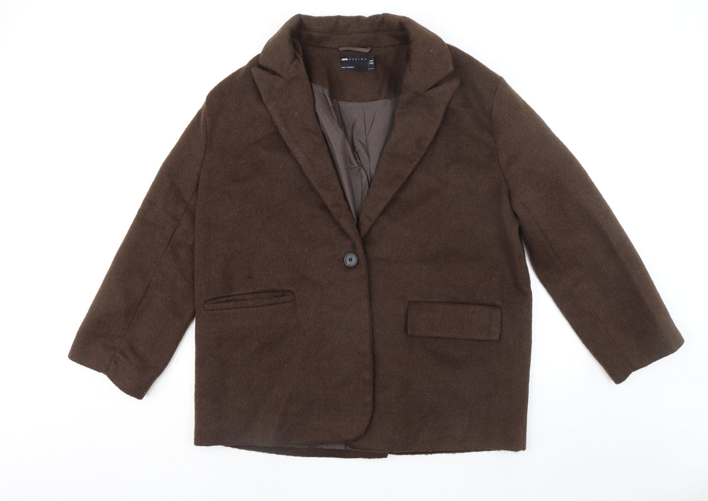 ASOS Womens Brown Jacket Blazer Size 14 Button