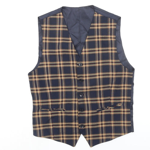 Boohoo Mens Blue Plaid Polyester Jacket Suit Waistcoat Size 38 Regular