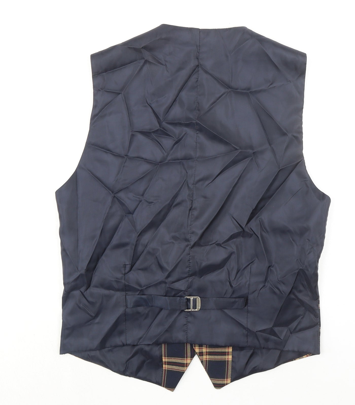 Boohoo Mens Blue Plaid Polyester Jacket Suit Waistcoat Size 38 Regular