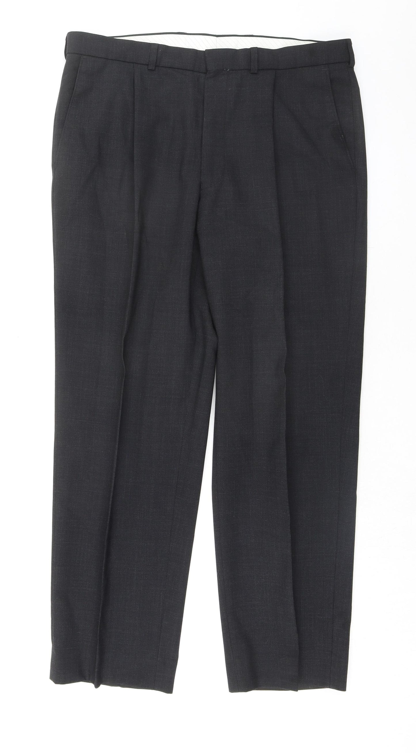 Marks and Spencer Mens Grey Polyester 2 Piece Suit Trousers Size 34 Regular