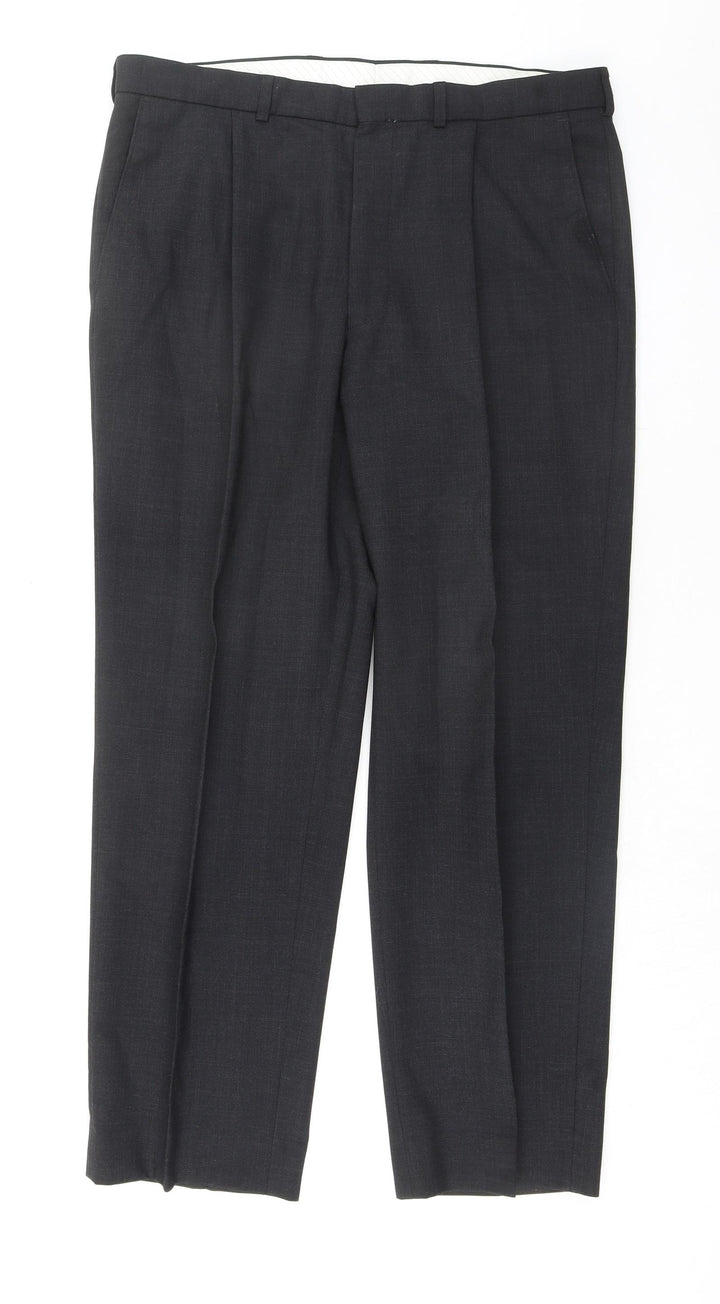 Marks and Spencer Mens Grey Polyester 2 Piece Suit Trousers Size 34 Regular