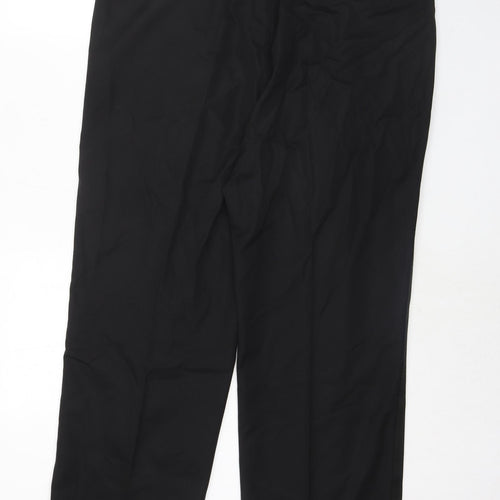 Austin Reed Mens Black Wool Dress Pants Trousers Size 38 in Regular Zip