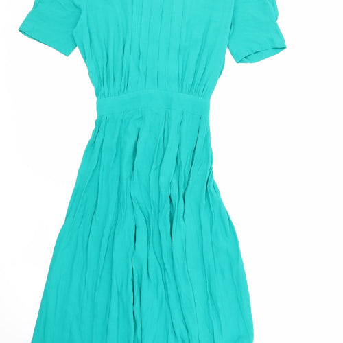 Karin Stevens Womens Green Rayon Maxi Size 6 Collared Zip