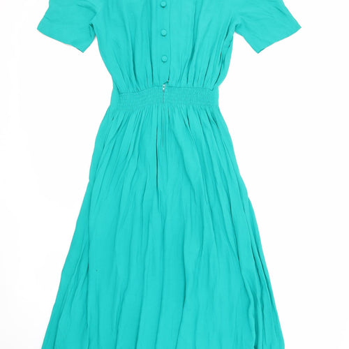 Karin Stevens Womens Green Rayon Maxi Size 6 Collared Zip