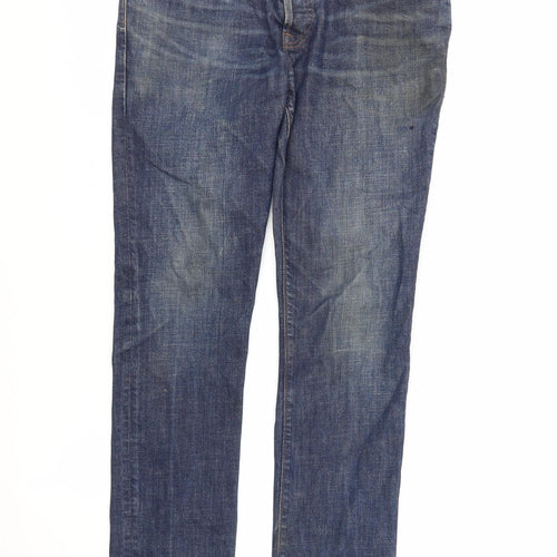 Gap Mens Blue Cotton Straight Jeans Size 32 in L31 in Regular Zip
