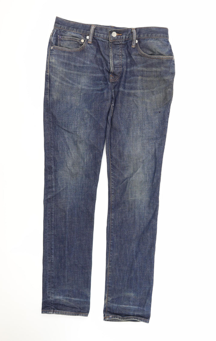 Gap Mens Blue Cotton Straight Jeans Size 32 in L31 in Regular Zip