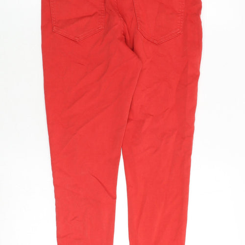 Marks and Spencer Womens Red Cotton Skinny Jeans Size 12 Slim Zip