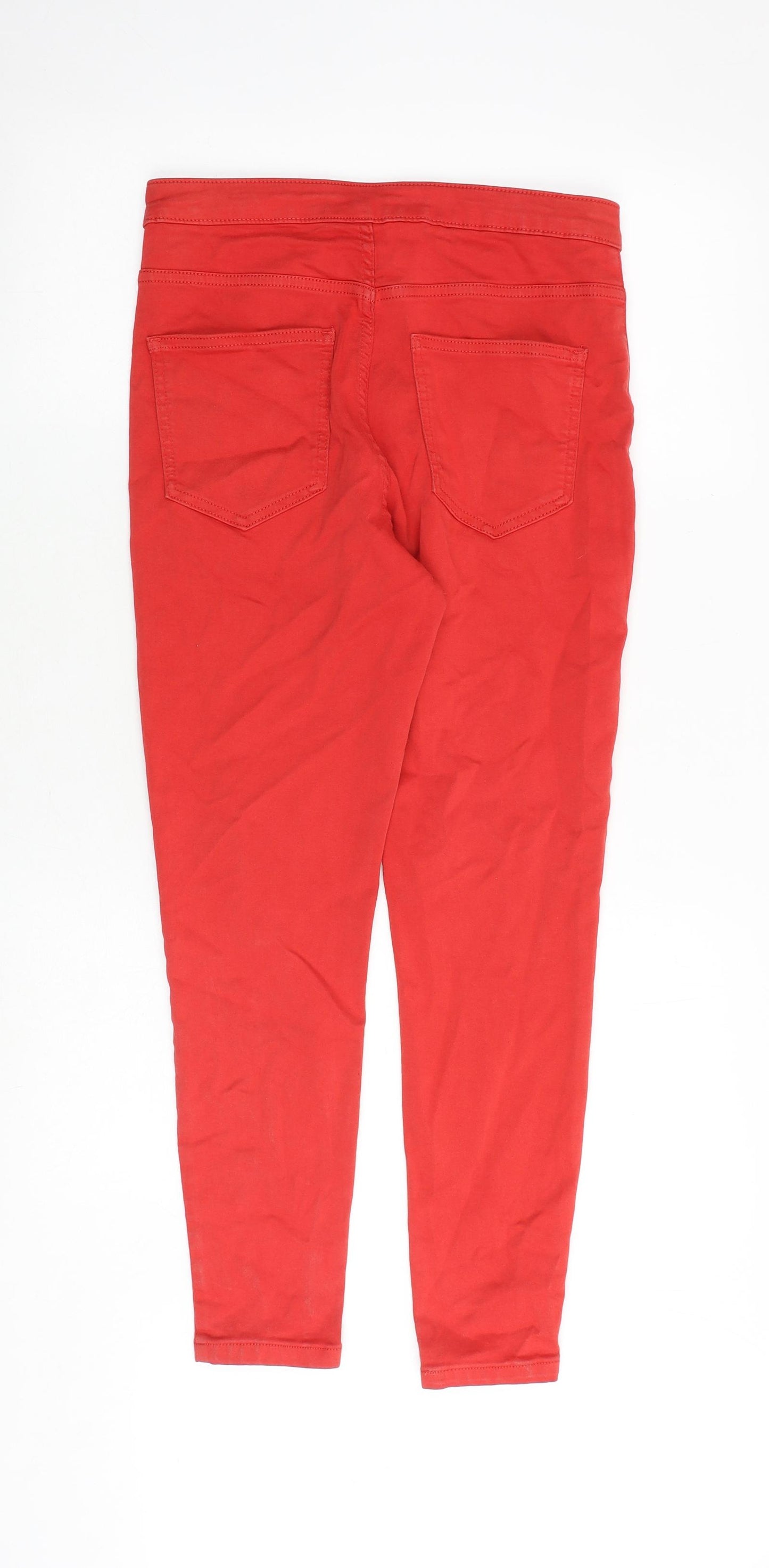 Marks and Spencer Womens Red Cotton Skinny Jeans Size 12 Slim Zip