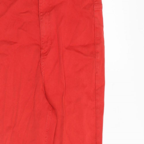 Marks and Spencer Womens Red Cotton Skinny Jeans Size 12 Slim Zip
