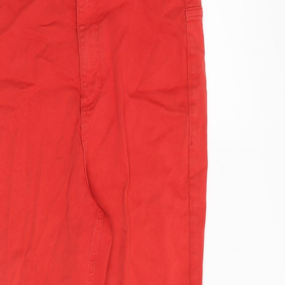 Marks and Spencer Womens Red Cotton Skinny Jeans Size 12 Slim Zip