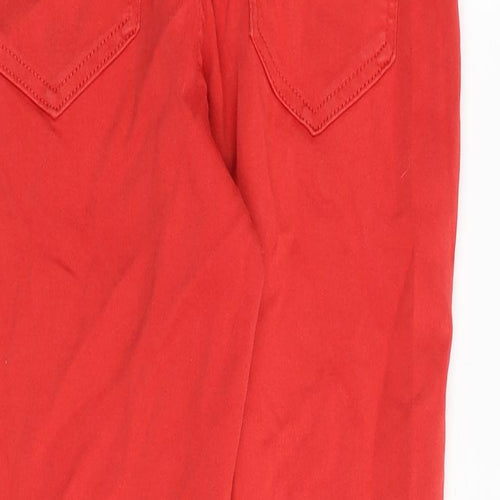 Marks and Spencer Womens Red Cotton Skinny Jeans Size 12 Slim Zip