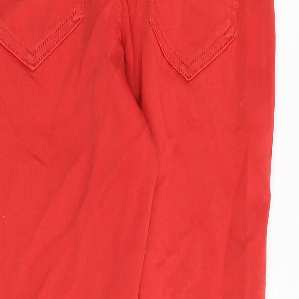 Marks and Spencer Womens Red Cotton Skinny Jeans Size 12 Slim Zip