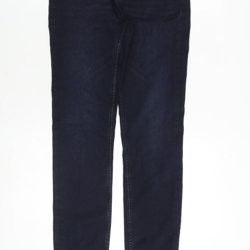 Marks and Spencer Womens Blue Cotton Skinny Jeans Size 8 Regular Zip
