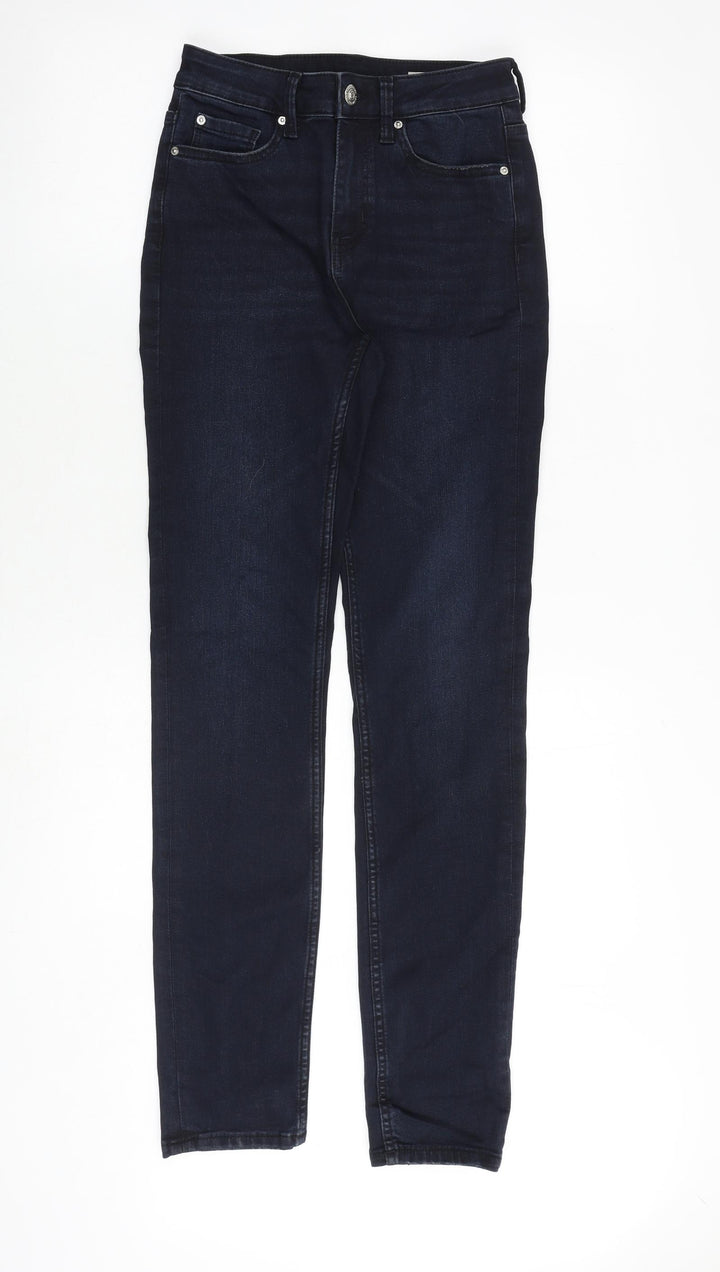 Marks and Spencer Womens Blue Cotton Skinny Jeans Size 8 Regular Zip