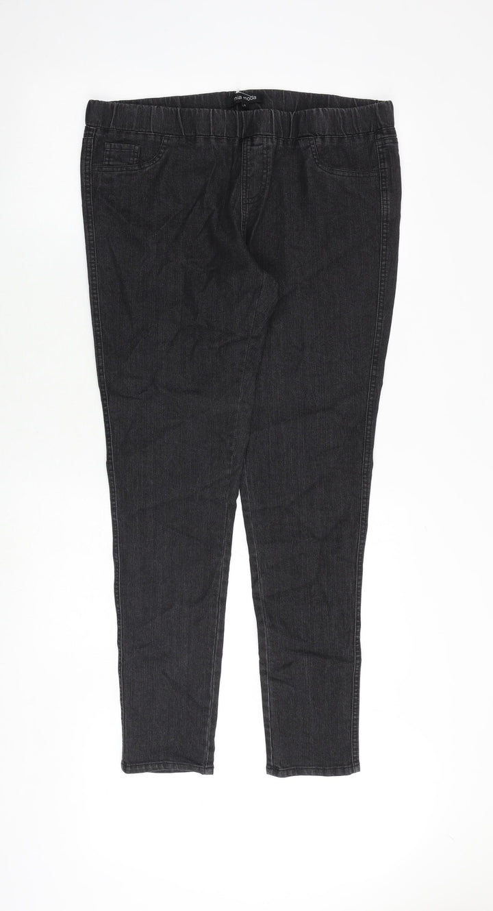 Mia Moda Womens Grey Cotton Skinny Jeans Size 16 Regular