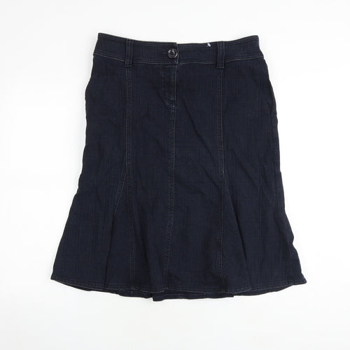 Per Una Womens Blue Cotton Swing Skirt Size 14 Zip