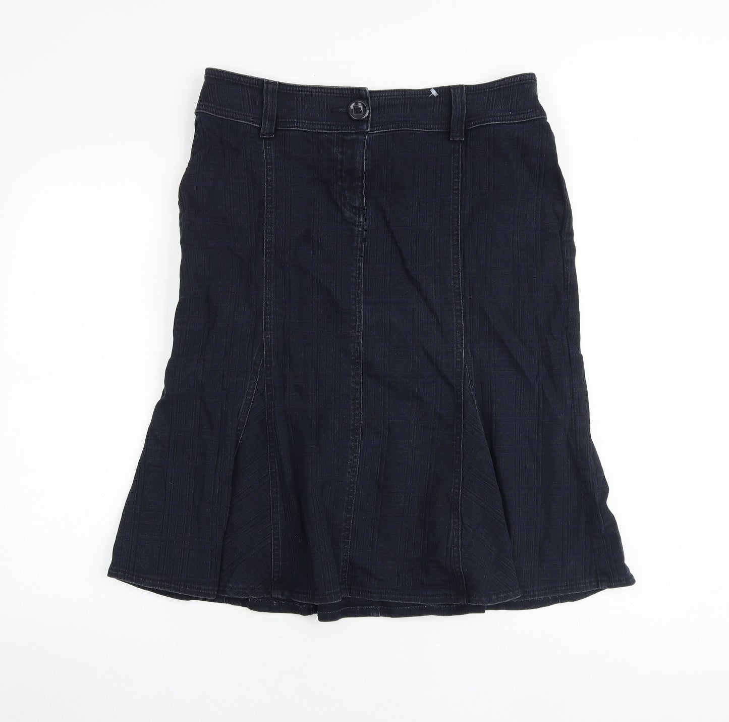 Per Una Womens Blue Cotton Swing Skirt Size 14 Zip