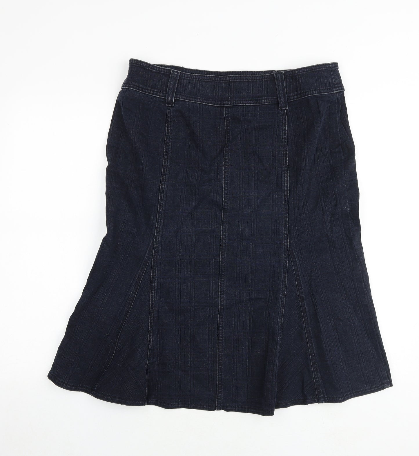Per Una Womens Blue Cotton Swing Skirt Size 14 Zip