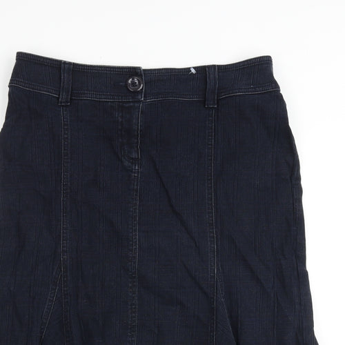 Per Una Womens Blue Cotton Swing Skirt Size 14 Zip