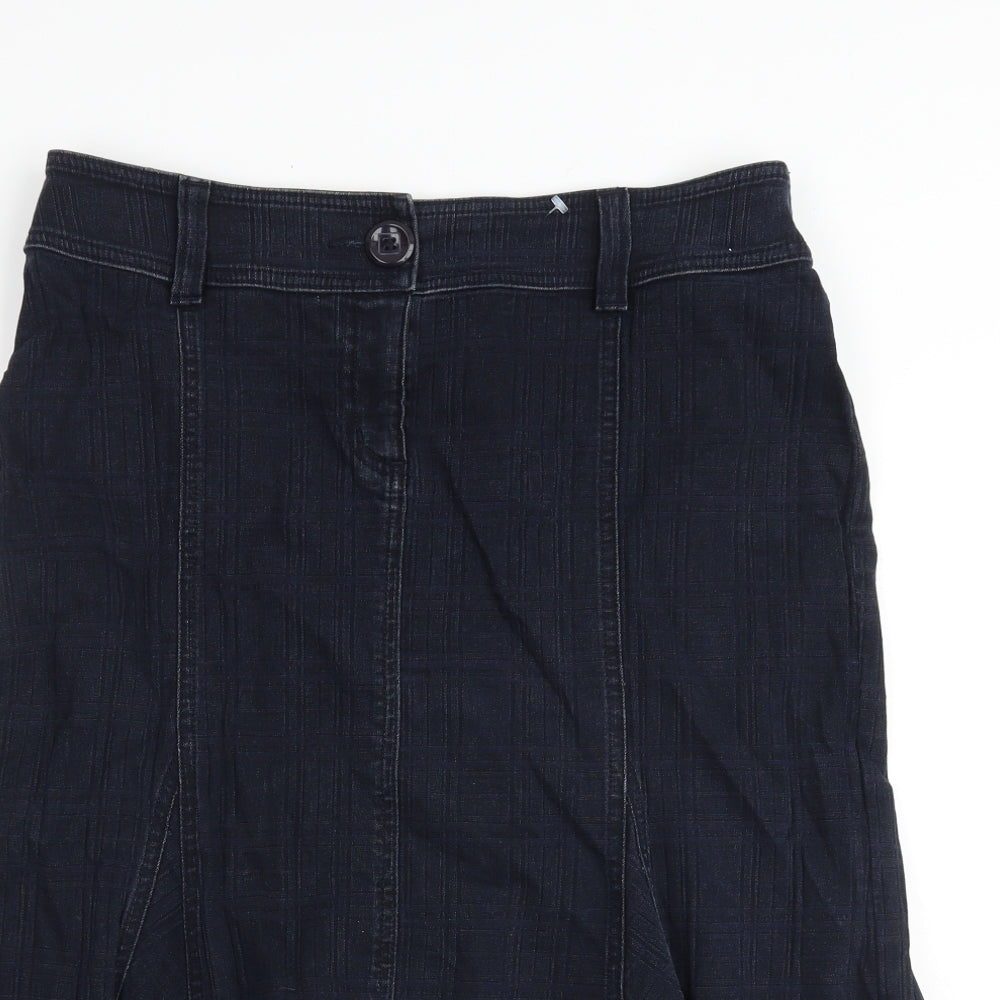 Per Una Womens Blue Cotton Swing Skirt Size 14 Zip