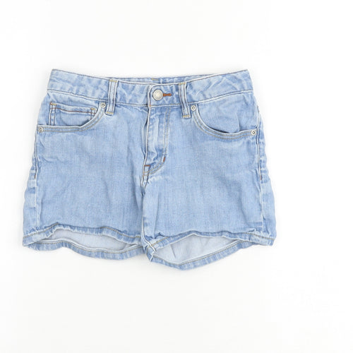 Uniqlo Girls Blue Cotton Hot Pants Shorts Size 7-8 Years Regular Zip