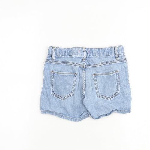 Uniqlo Girls Blue Cotton Hot Pants Shorts Size 7-8 Years Regular Zip