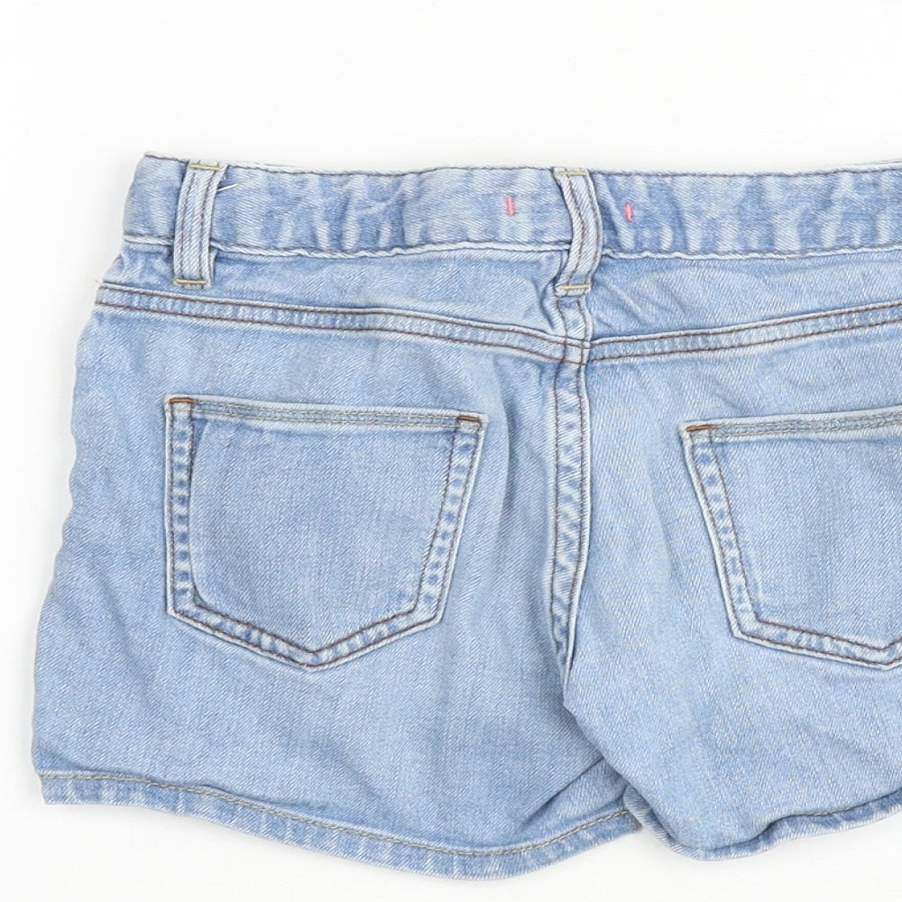 Uniqlo Girls Blue Cotton Hot Pants Shorts Size 7-8 Years Regular Zip